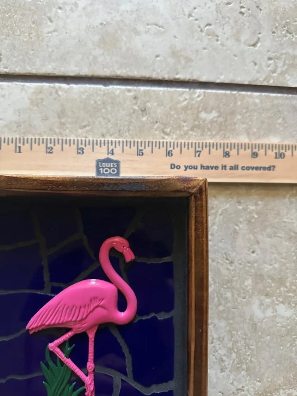 Tiled Wooden Hanging Pink Flamingo Art Wall Decoration